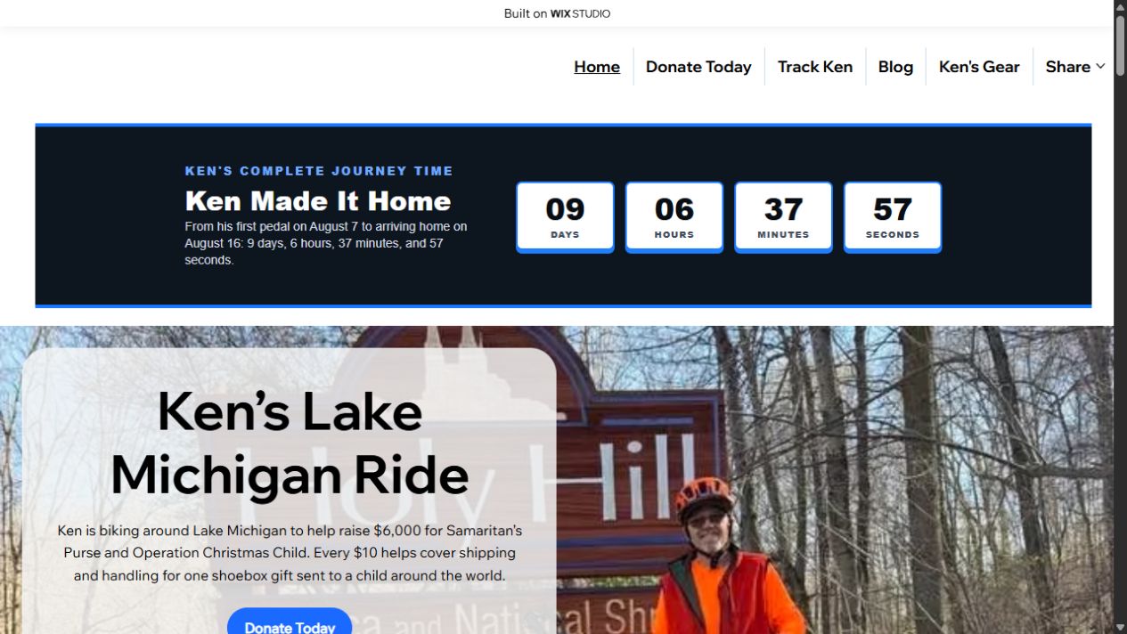 Ken Webster’s Lake Michigan Bike Trip website homepage