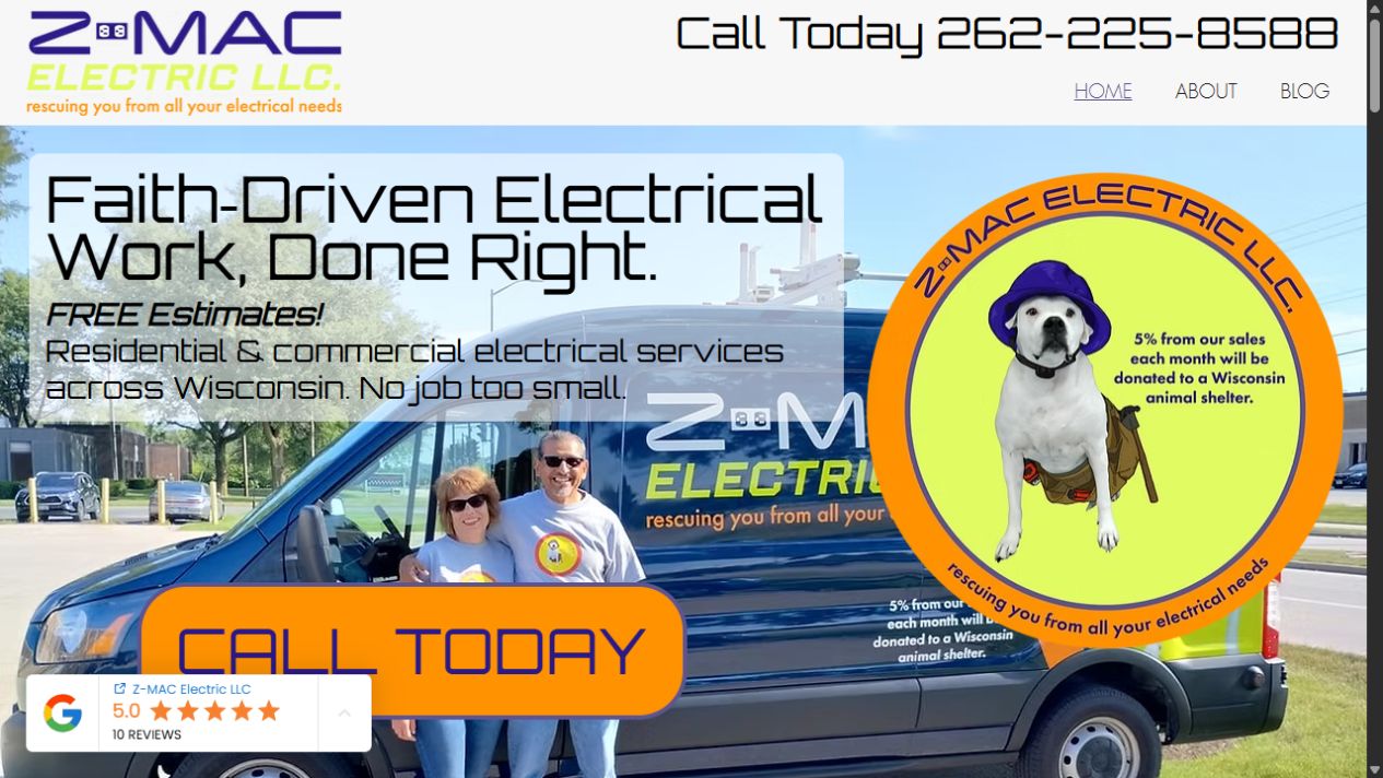 ZMAC Electric LLC website homepage